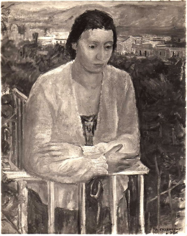 Sul balcone, 1936, olio, esposta alla Mostra Sindacale del 1937